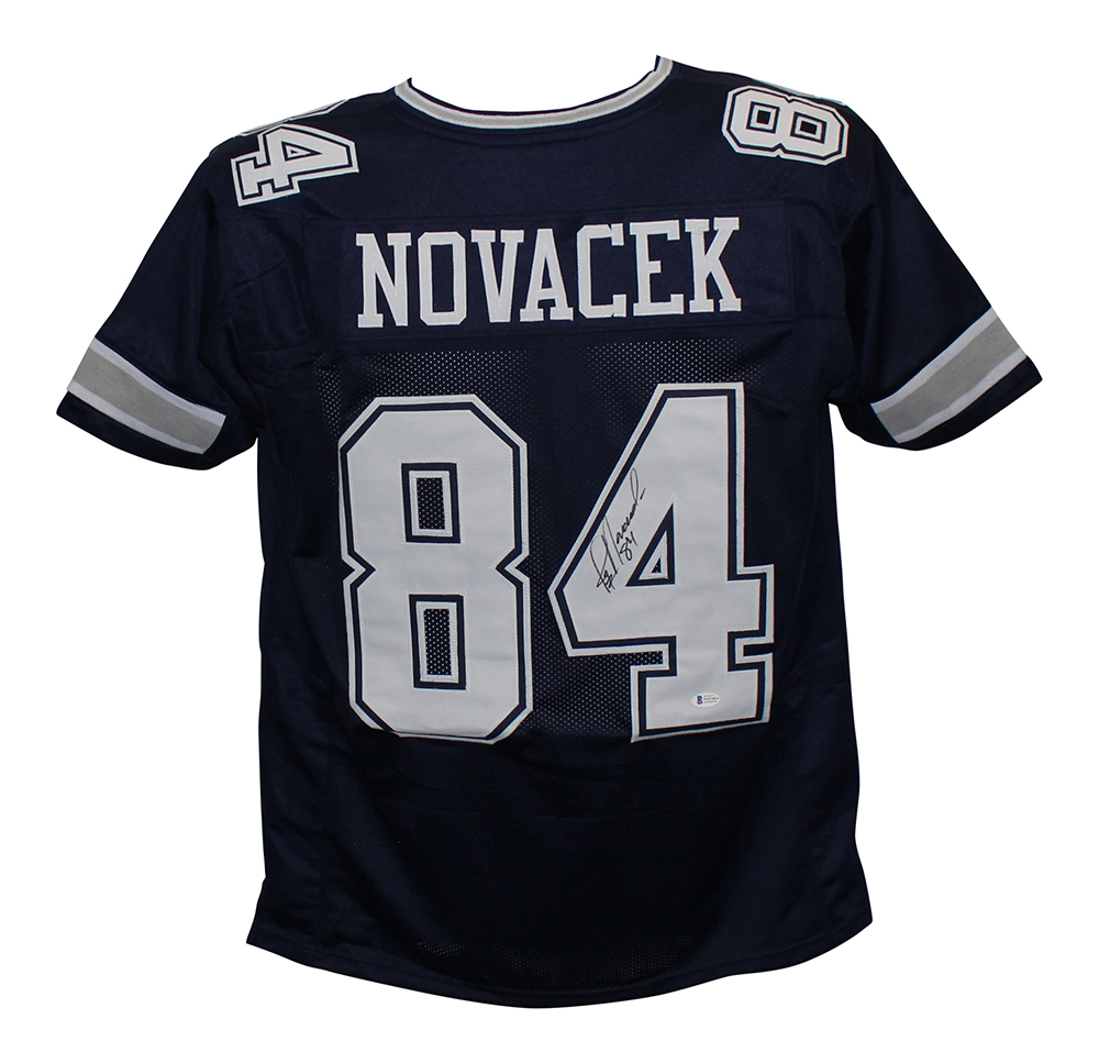 Jay Novacek Autographed/Signed Pro Style Blue XL Jersey BAS 31162