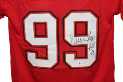 Warren Sapp Autographed/Signed Pro Style Red XL Jersey HOF BAS 31168