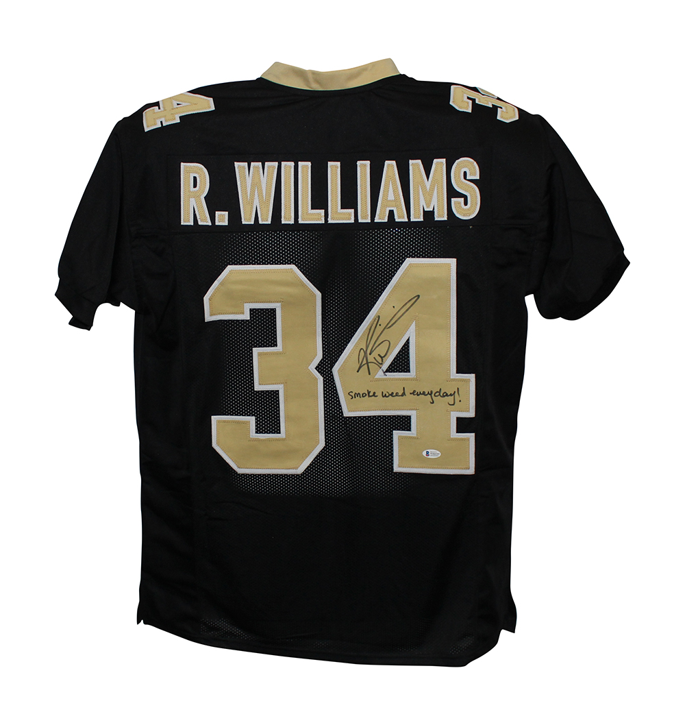 Ricky Williams Autographed/Signed Pro Style Black XL Jersey SWED BAS 31172