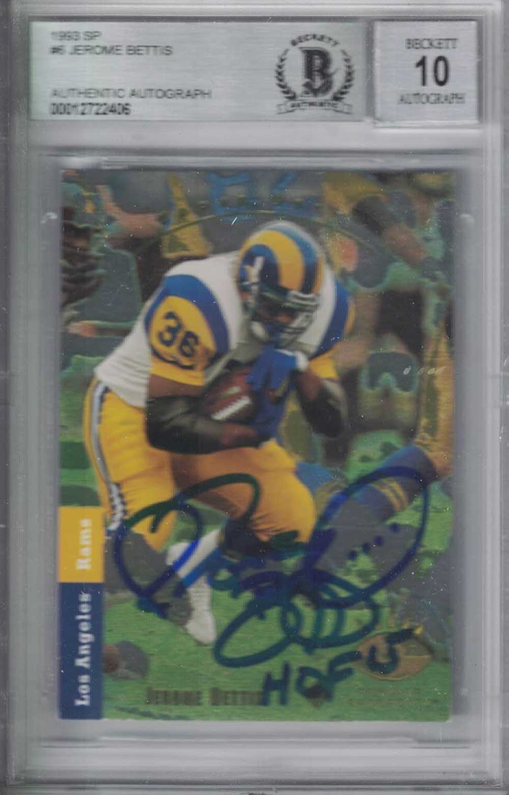 Jerome Bettis Signed Rams 1993 Upper Deck SP Rookie Card BAS 10 Slabbed 31174