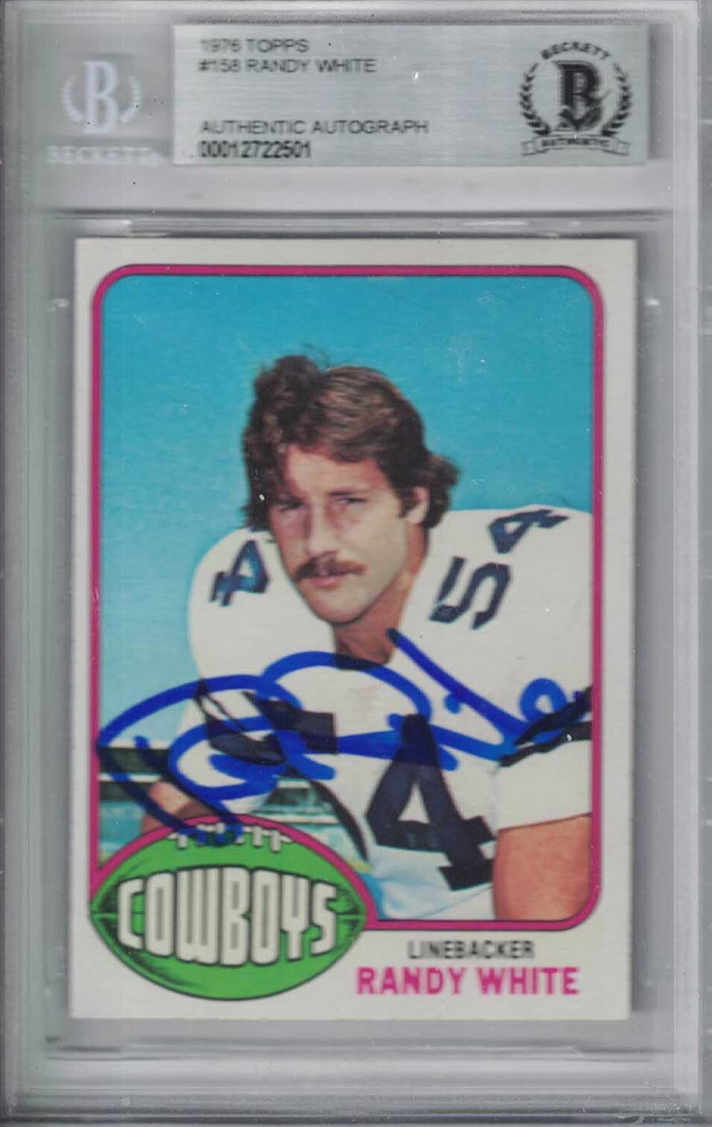 Randy White Autographed Dallas Cowboys 1976 Topps Rookie Card BAS Slab 31188