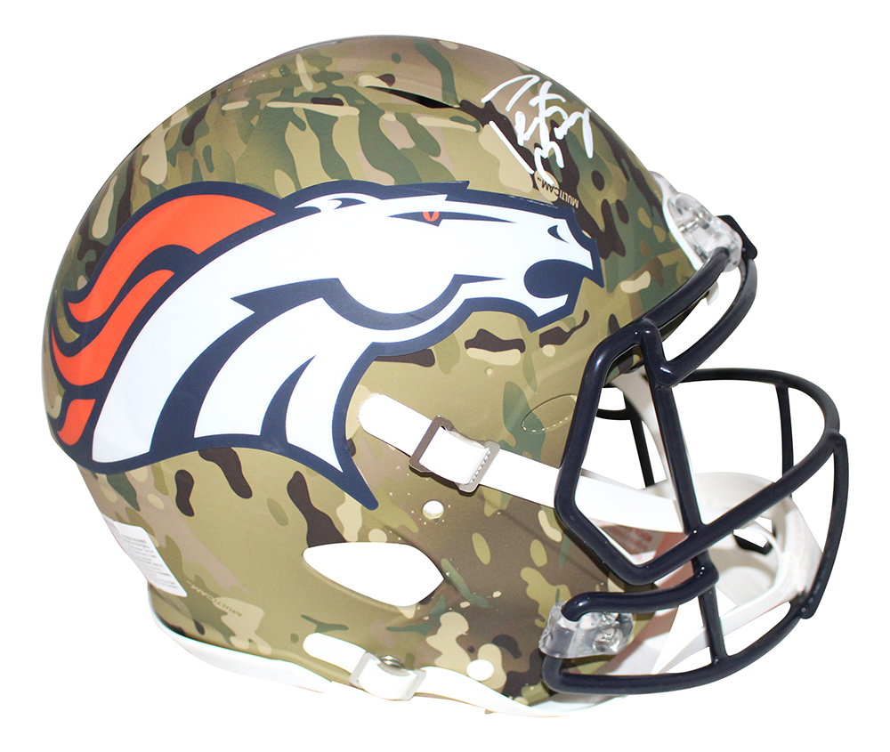 Peyton Manning Autographed Denver Broncos Authentic Camo Helmet FAN 29425