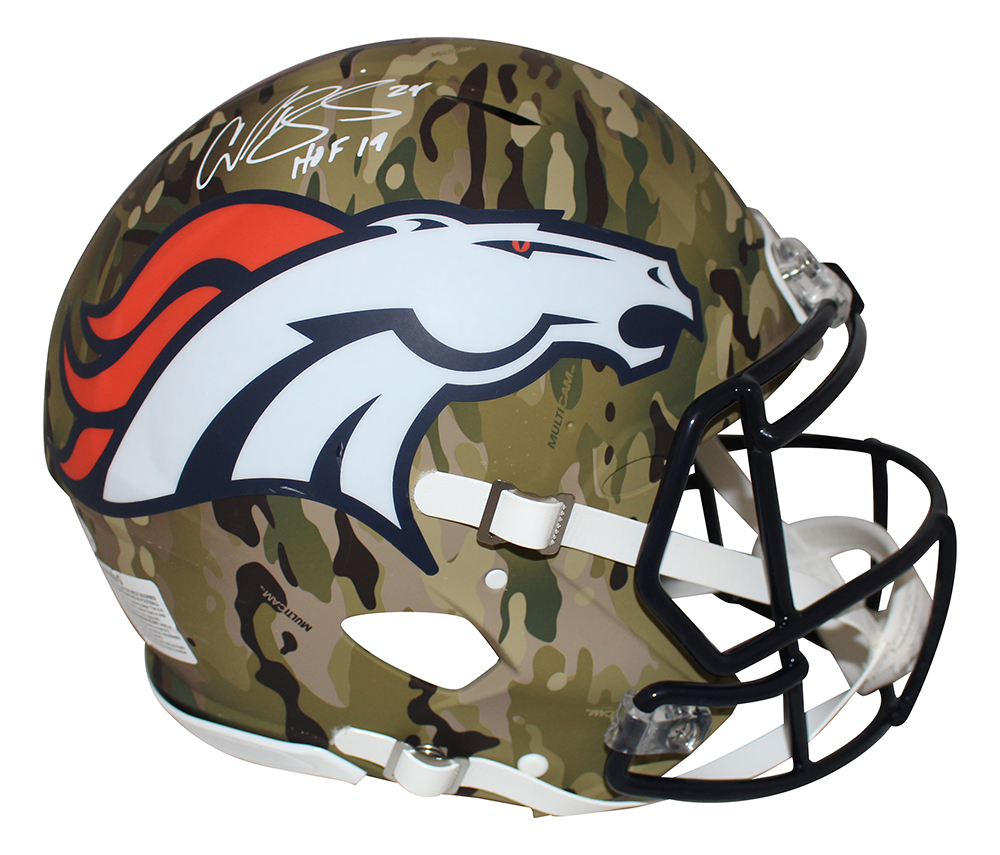 Champ Bailey Signed Denver Broncos Authentic Camo Speed Helmet HOF BAS 31202