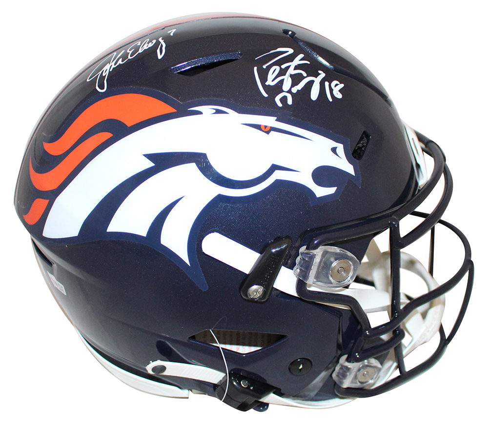 Peyton Manning & John Elway Signed Denver Broncos Speed Flex Helmet BAS 29427