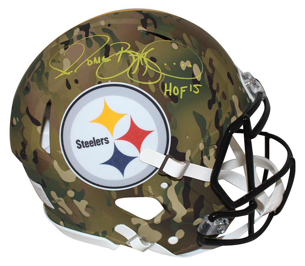 Jerome Bettis Signed Pittsburgh Steelers Authentic Camo Helmet HOF BAS 31209
