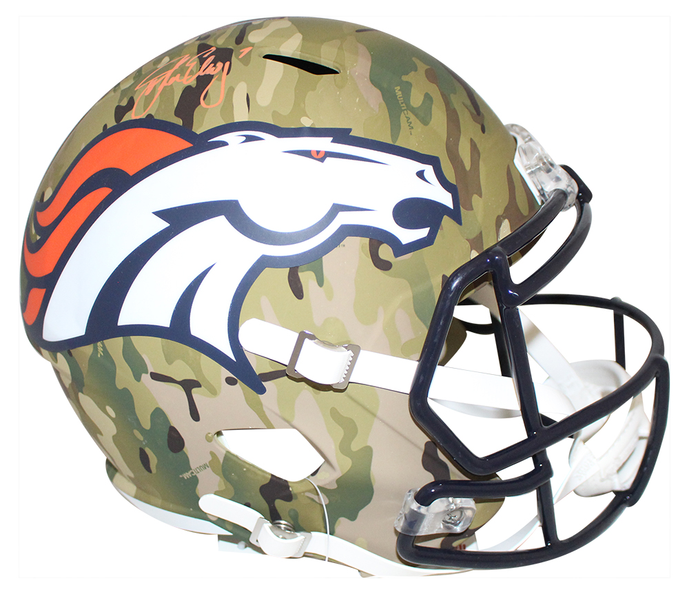 John Elway Autographed/Signed Denver Broncos F/S Camo Helmet BAS 29430