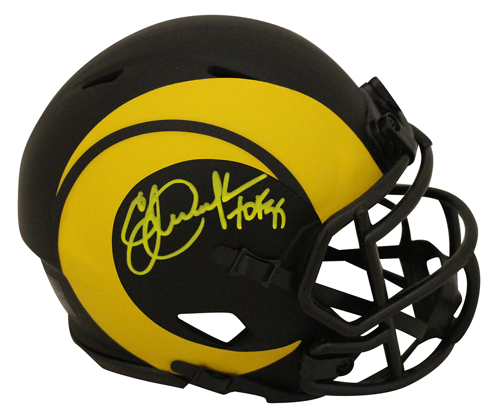 Eric Dickerson Signed Los Angeles Rams Eclipse Mini Helmet HOF BAS 31296