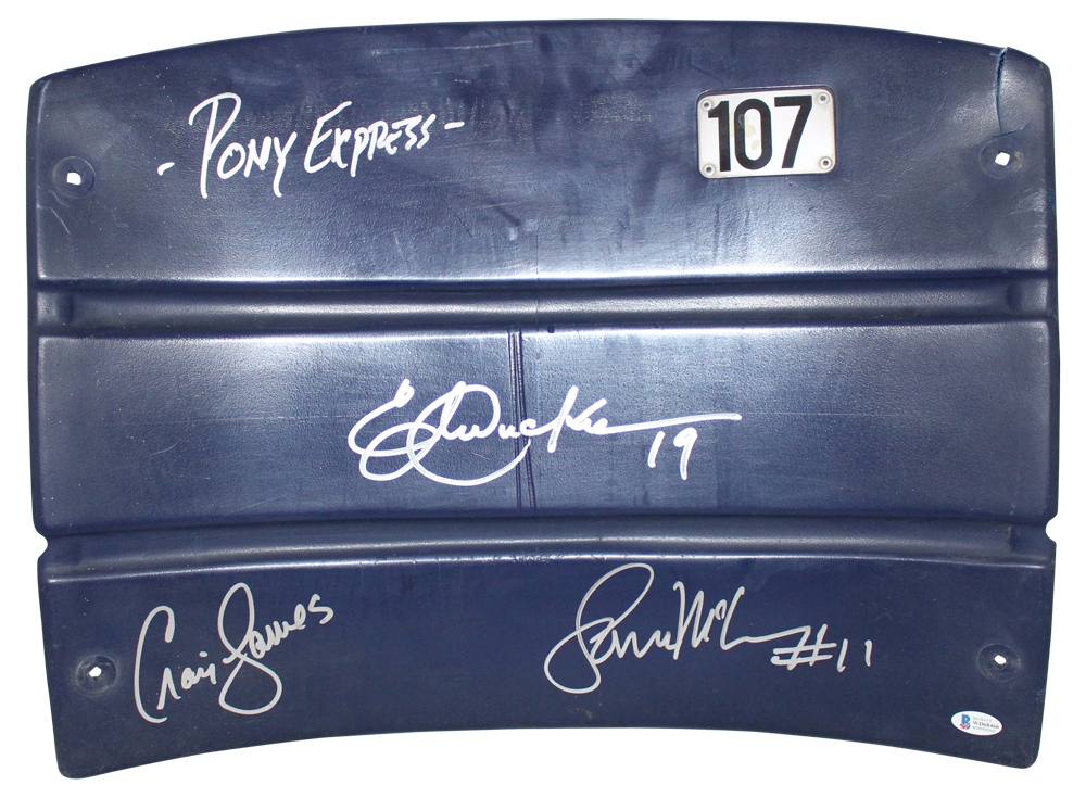 Pony Express Autographed SMU Mustangs Seatback Dickerson Mcilhenny BAS 31298