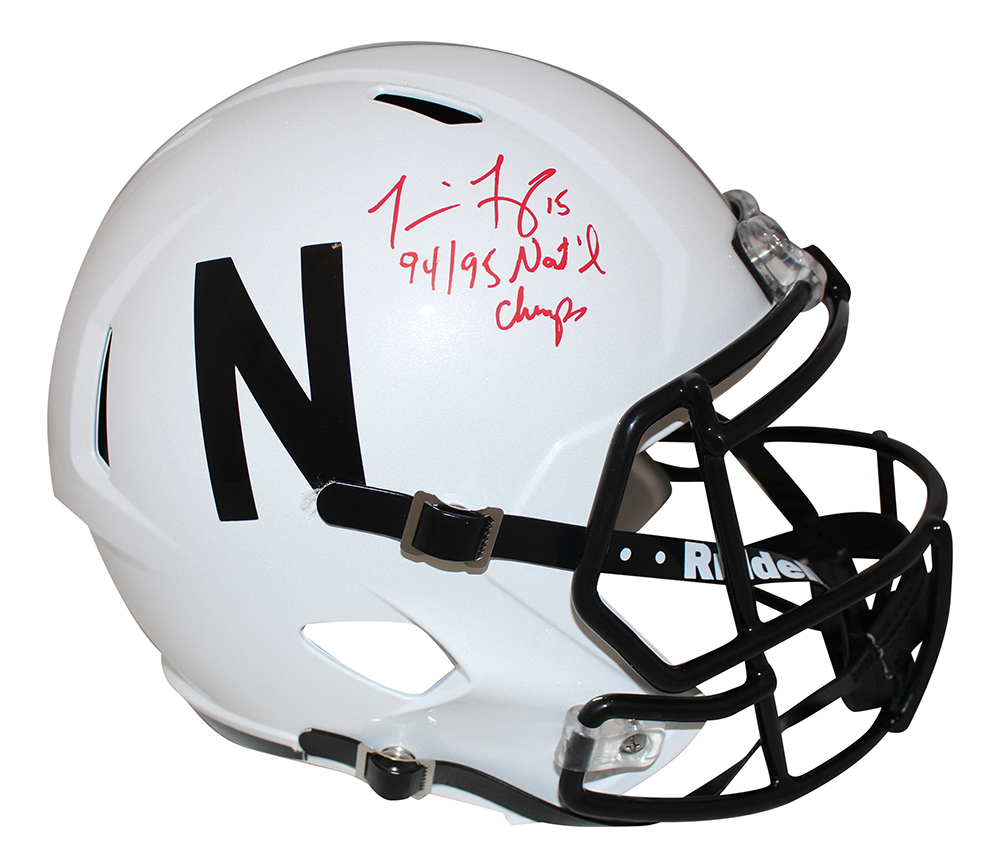 Tommie Frazier Signed Nebraska F/S 2019 White Helmet 94/95 Champs BAS 31308