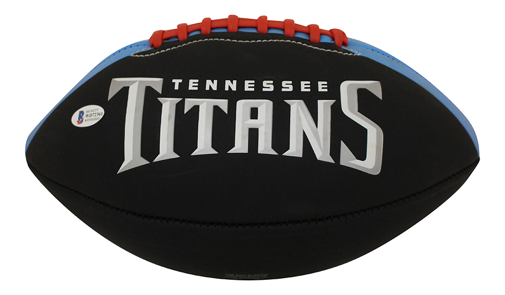 Chris Johnson Signed Tennessee Titans Black Logo Football 2006 Yds BAS 31321