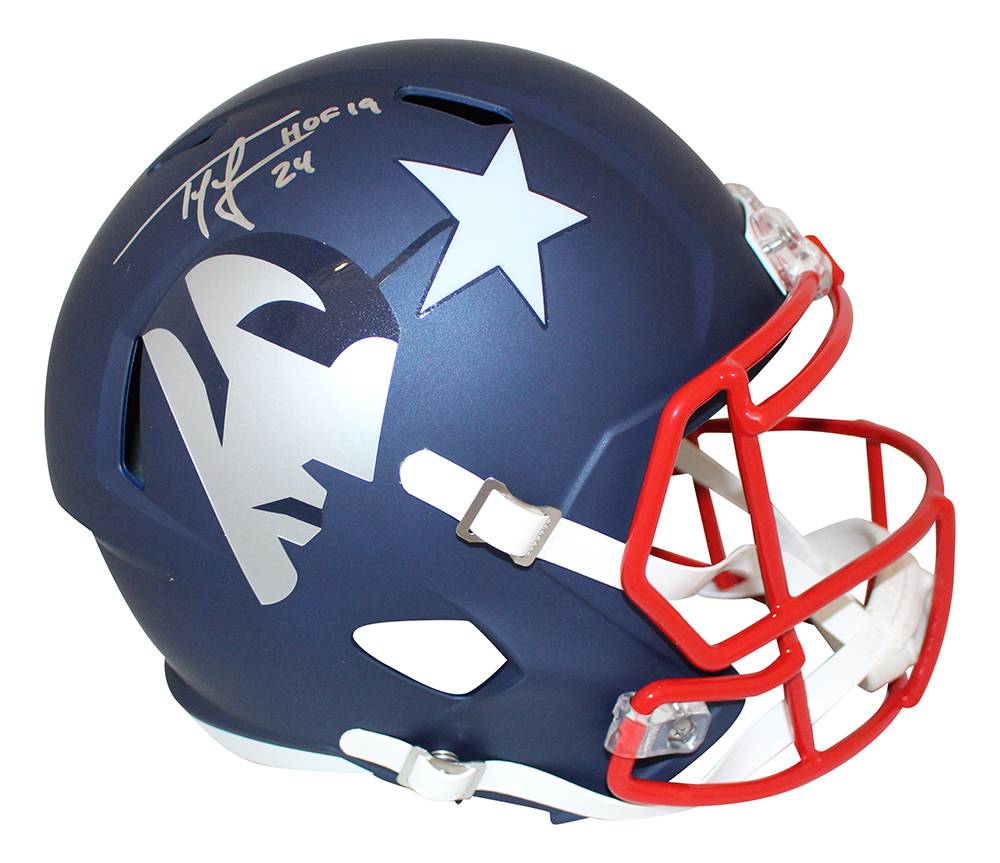 Ty Law Autographed New England Patriots F/S AMP Speed Helmet HOF BAS 31330