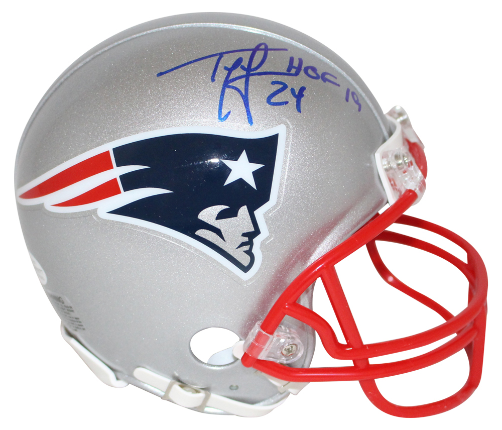 Ty Law Autographed/Signed New England Patriots Mini Helmet HOF BAS 31334