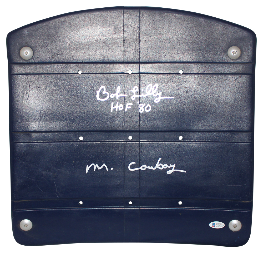 Bob Lilly Signed Dallas Cowboys Texas Stadium Seat Bottom 2 Insc BAS 31338