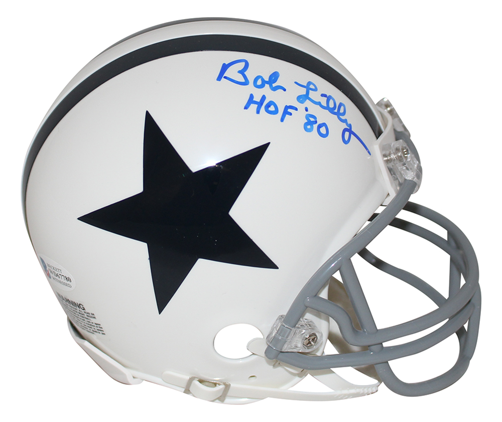Bob Lilly Autographed/Signed Dallas Cowboys Mini Helmet HOF BAS 31339