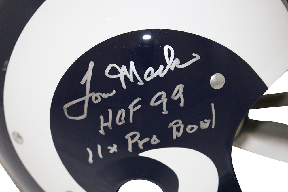 Tom Mack Autographed Los Angeles Rams Authentic TK Helmet 2 Insc BAS 31340