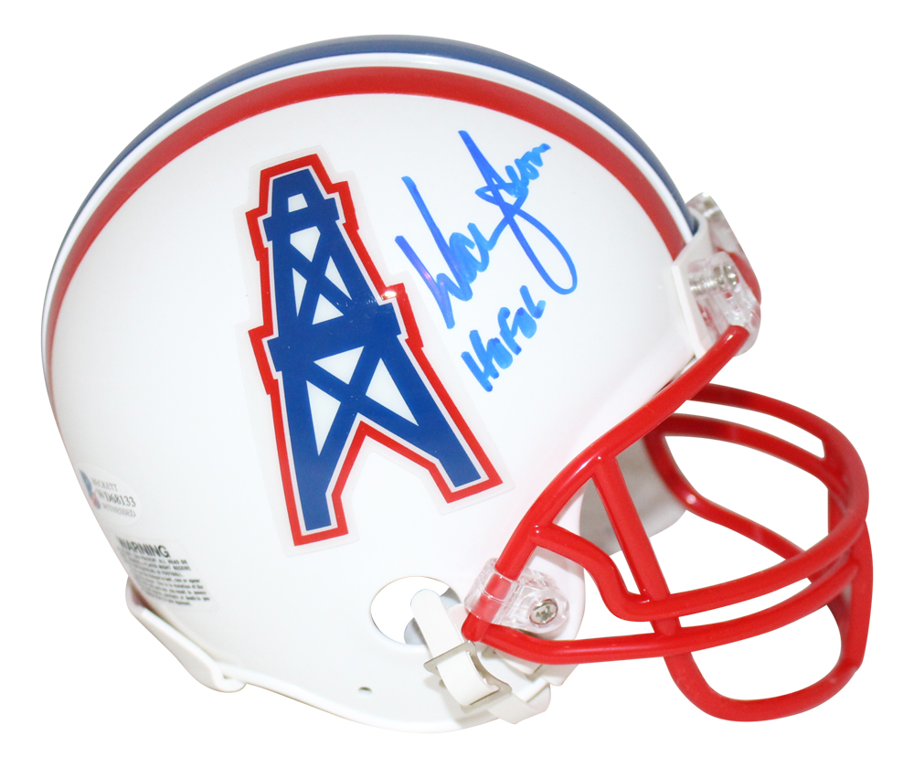 Warren Moon Autographed/Signed Houston Oilers TB Mini Helmet HOF BAS 31344