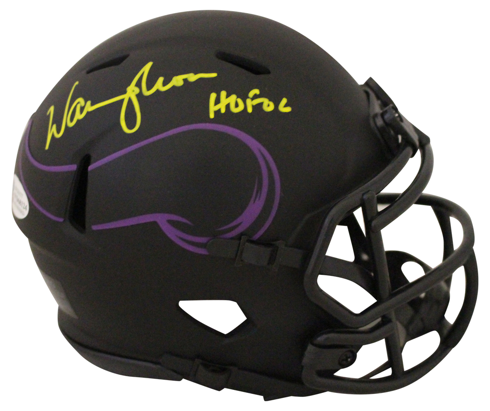 Warren Moon Autographed Minnesota Vikings Eclipse Mini Helmet HOF BAS 31346