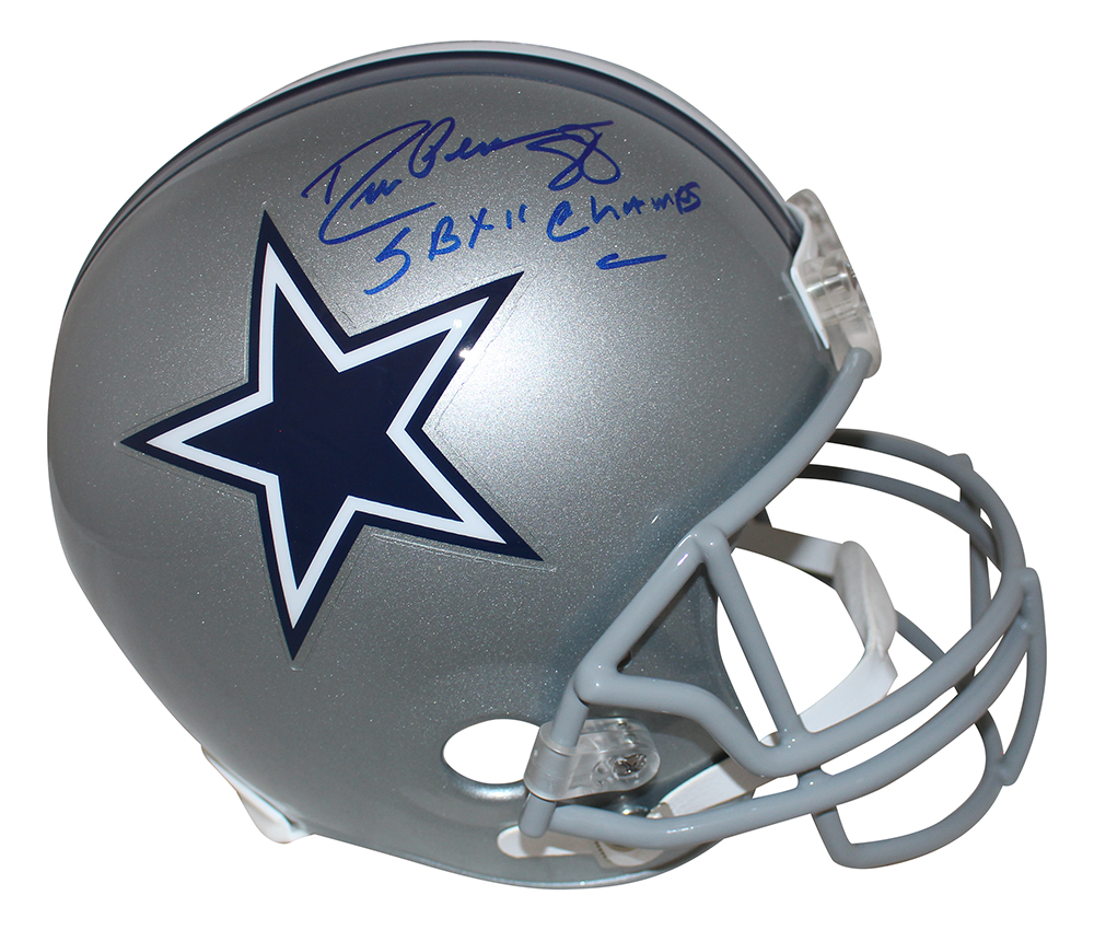 Drew Pearson Autographed Dallas Cowboys F/S VSR4 Helmet SB Champs BAS 31354