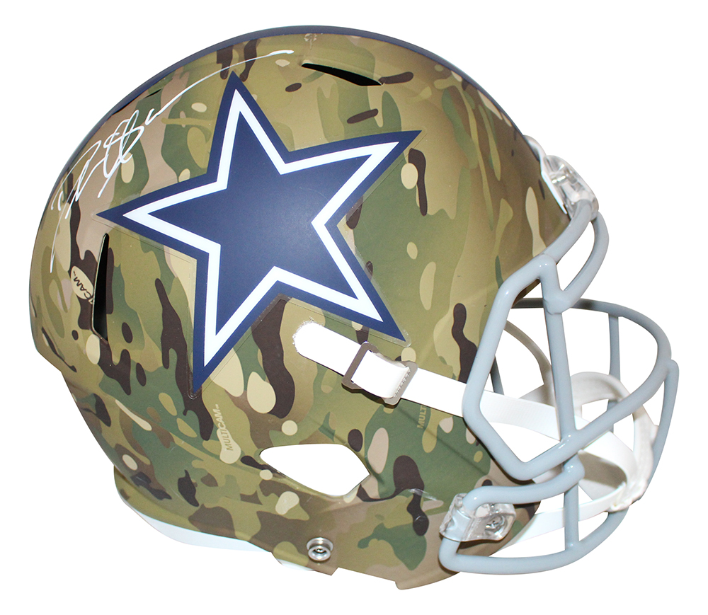 Deion Sanders Autographed Dallas Cowboys F/S Camo Speed Helmet BAS 31357