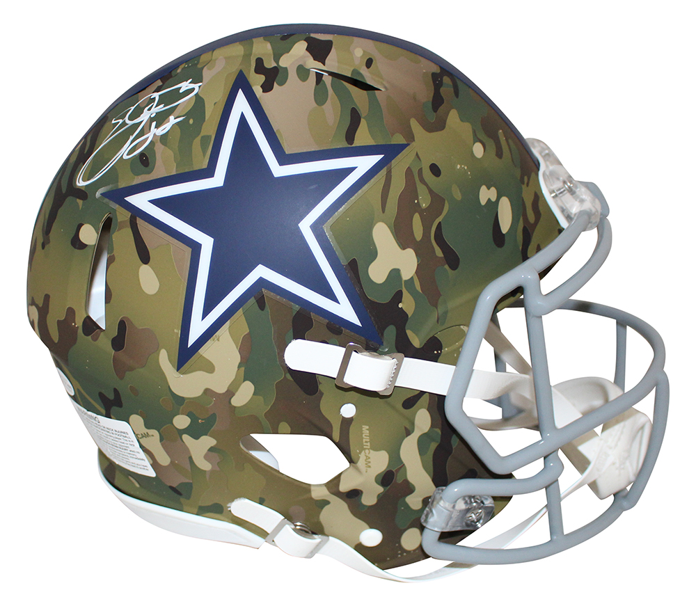 Emmitt Smith Autographed Dallas Cowboys Authentic Camo Speed Helmet 31361
