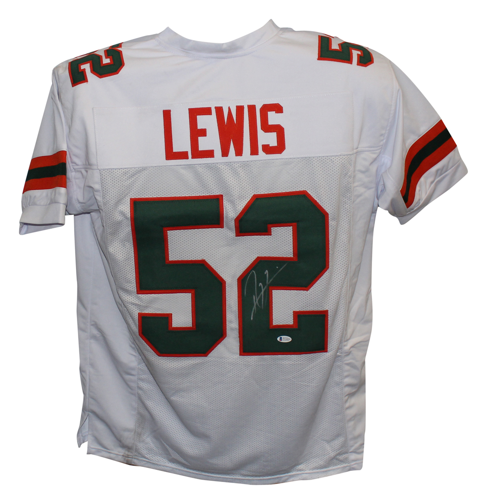 Ray Lewis Autographed/Signed College Style White XL Jersey BAS 31489