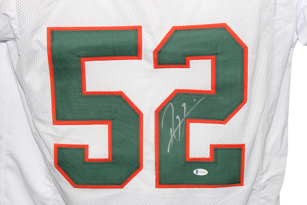 Ray Lewis Autographed/Signed College Style White XL Jersey BAS 31489