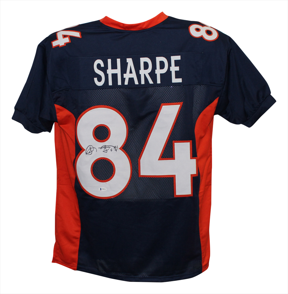 Shannon Sharpe Autographed/Signed Pro Style Blue XL Jersey BAS 31532