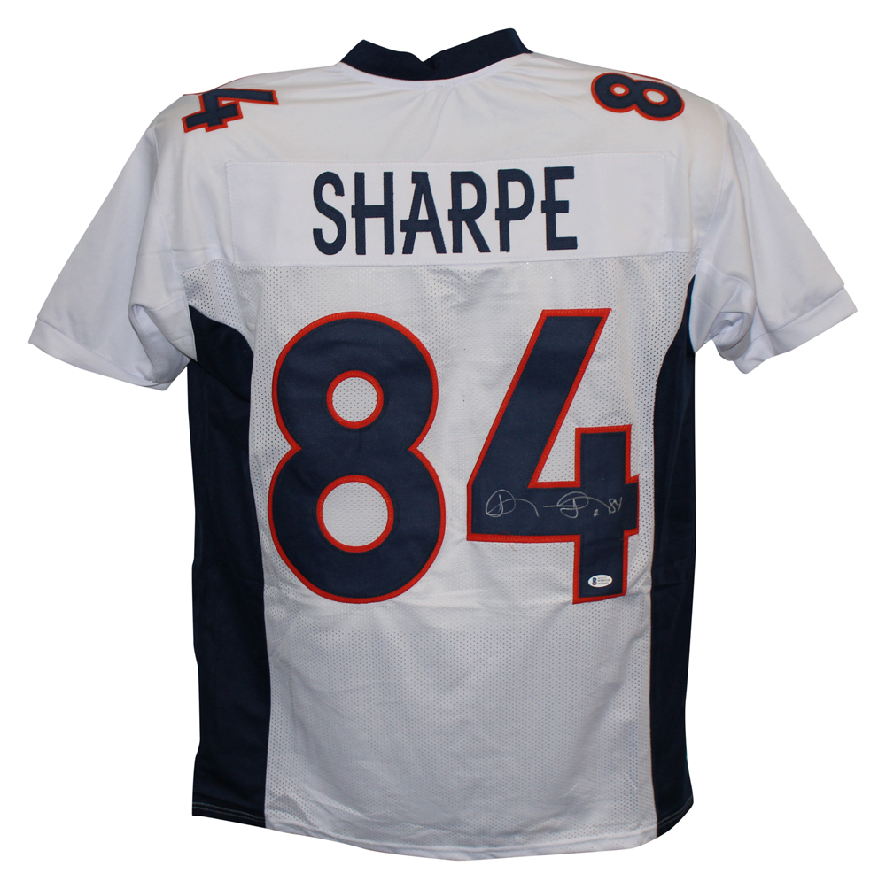 Shannon Sharpe Autographed/Signed Pro Style White XL Jersey BAS 31533
