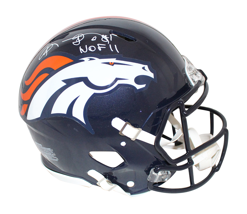 Shannon Sharpe Signed Denver Broncos Authentic Speed Helmet HOF BAS 31540