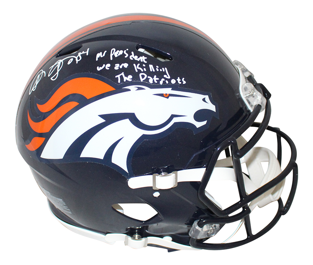 Shannon Sharpe Signed Denver Broncos Authentic Speed Helmet Insc BAS 31541