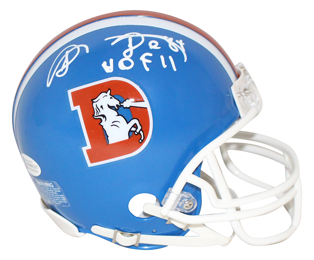 Shannon Sharpe Autographed Denver Broncos D Logo Mini Helmet HOF BAS 31548