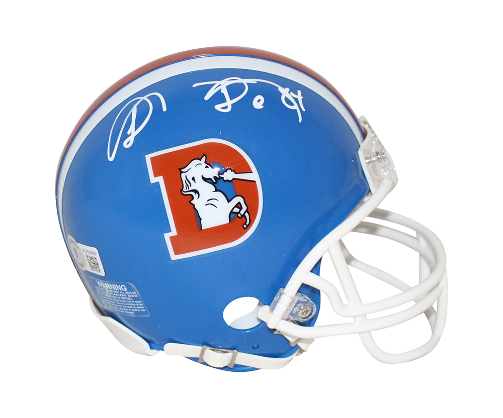 Shannon Sharpe Autographed Denver Broncos D Logo Mini Helmet BAS 31549
