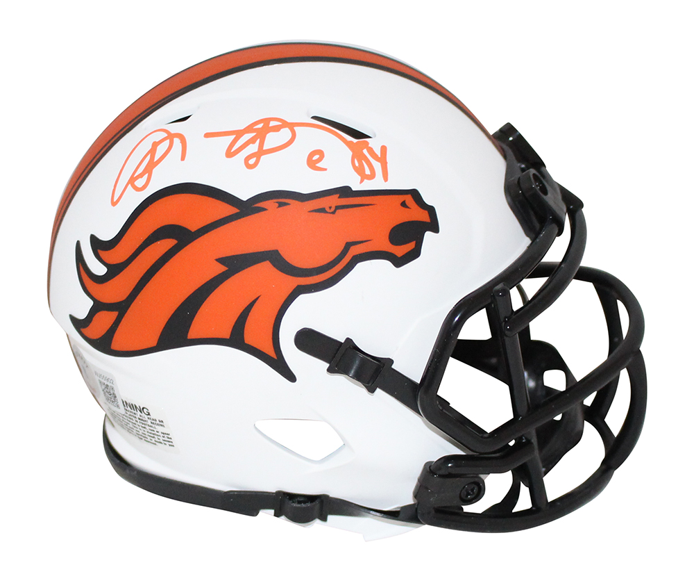 Shannon Sharpe Autographed Denver Broncos Lunar Mini Helmet BAS 31552