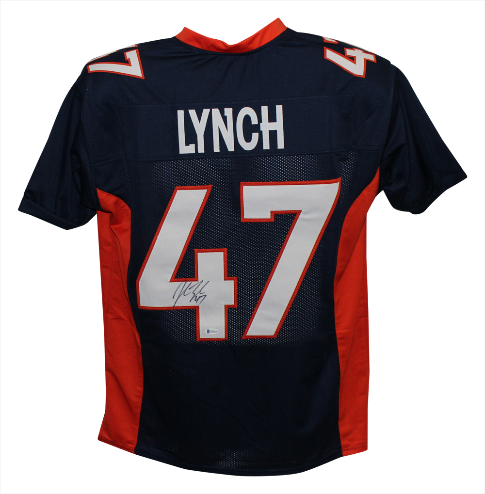 John Lynch Autographed/Signed Pro Style Blue XL Jersey BAS 31554