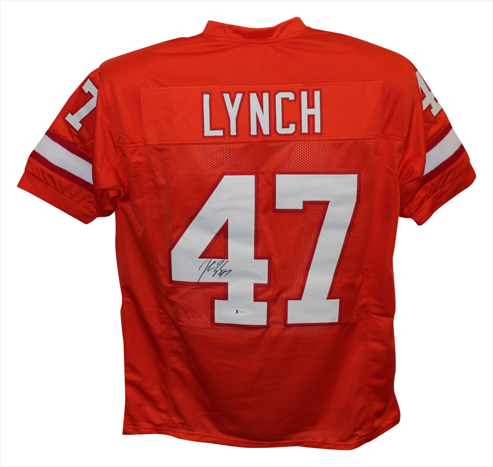 John Lynch Autographed/Signed Pro Style TB Orange XL Jersey BAS 31556