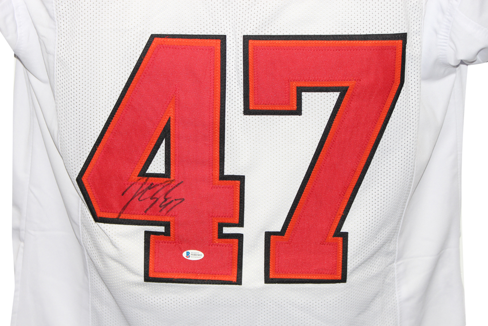 John Lynch Autographed/Signed Pro Style White XL Jersey BAS 31558