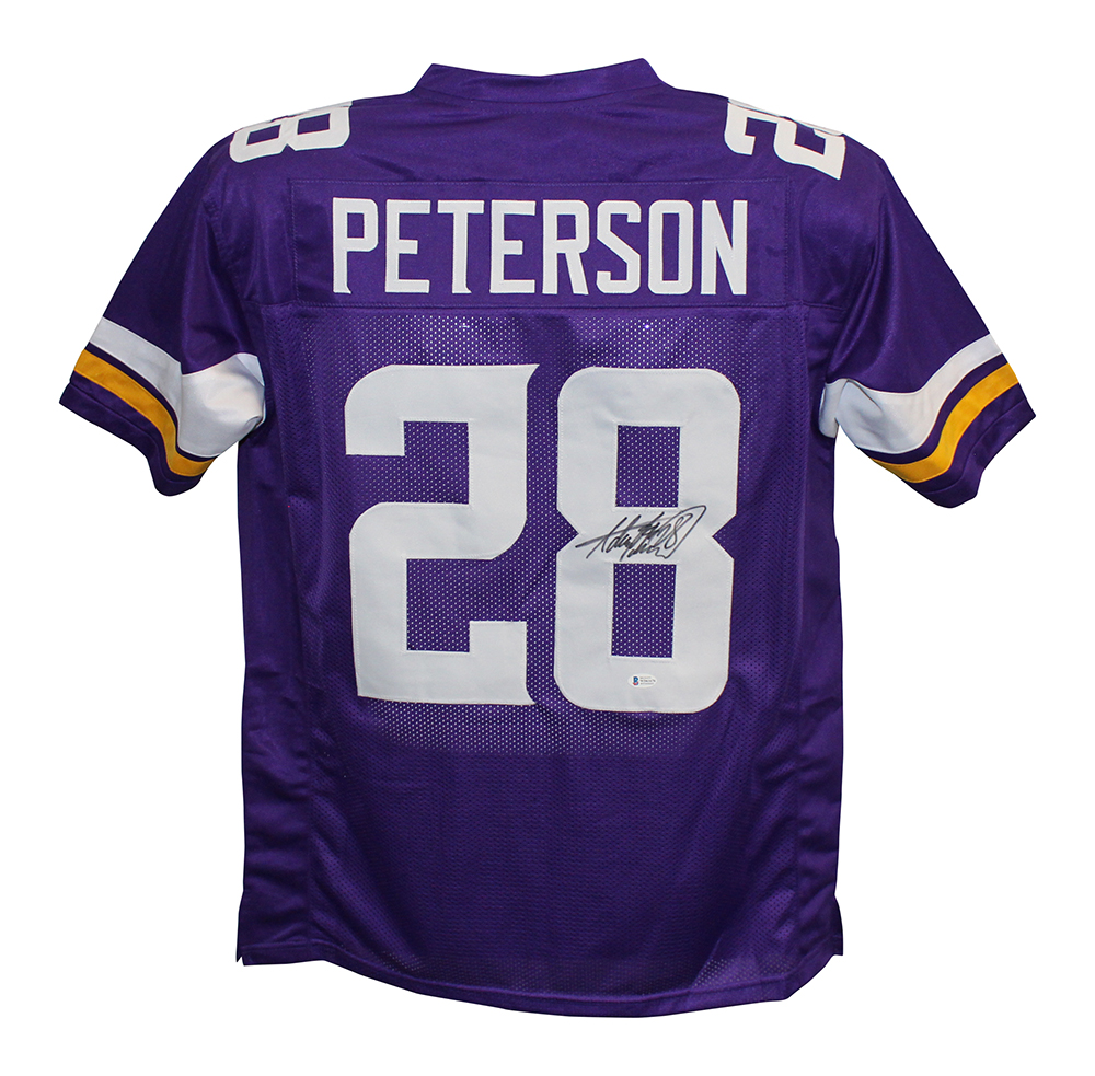 Adrian Peterson Autographed/Signed Pro Style Purple XL Jersey BAS 29345