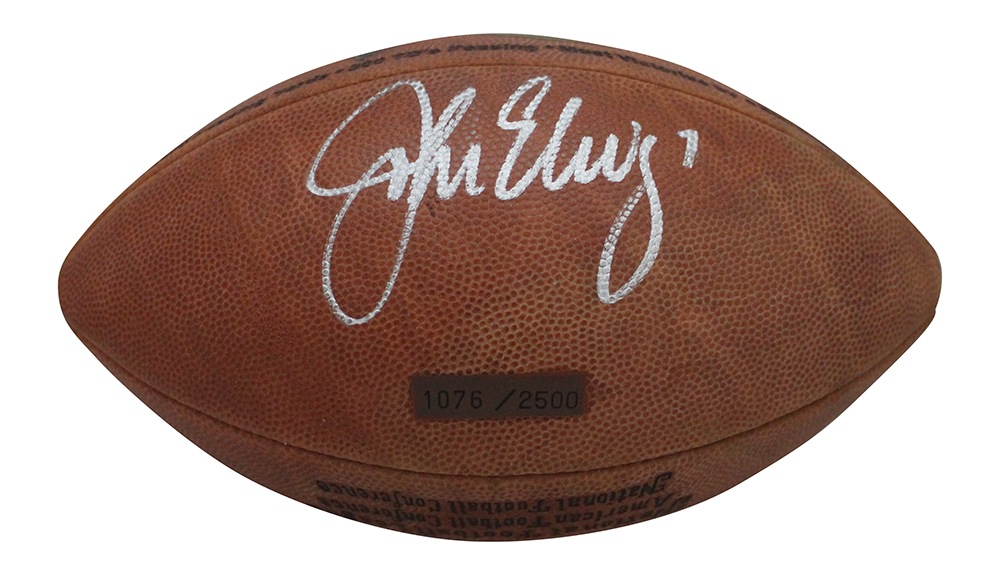 John Elway Signed Denver Broncos Commemorative Football 1076/2500 JSA 30923