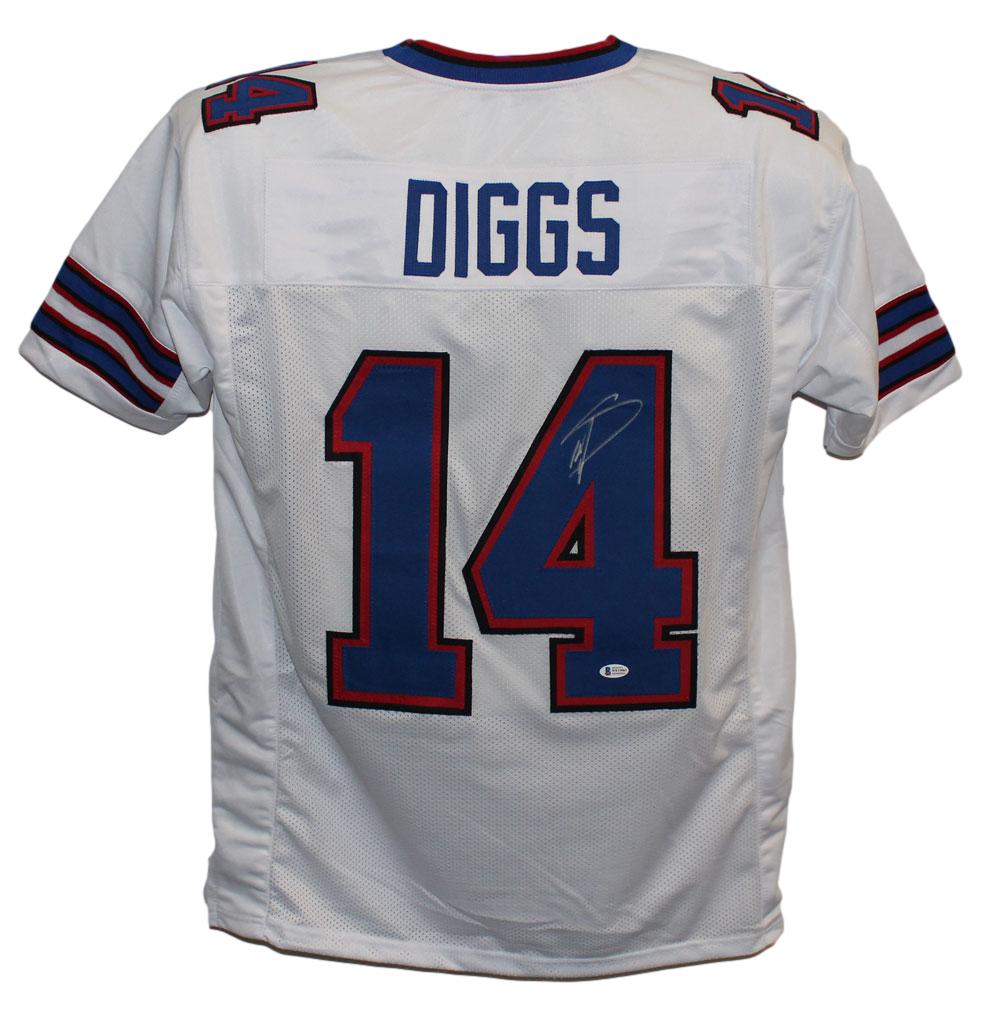 Stefon Diggs Autographed/Signed Pro Style White XL Jersey BAS 29482