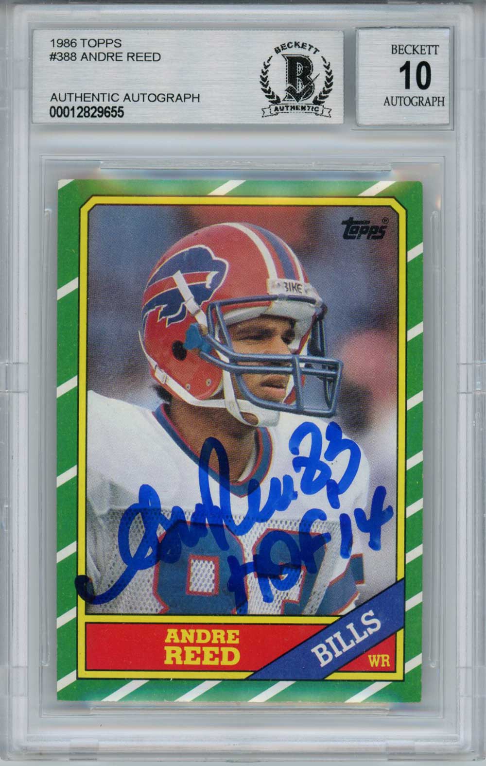 Andre Reed Autographed/Signed 1986 Topps #388 Rookie Card BAS 10 Slab 31397