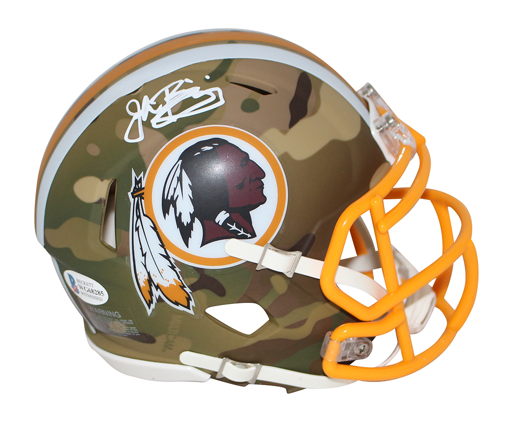 John Riggins Autographed Washington Redskins Camo Mini Helmet BAS 31409