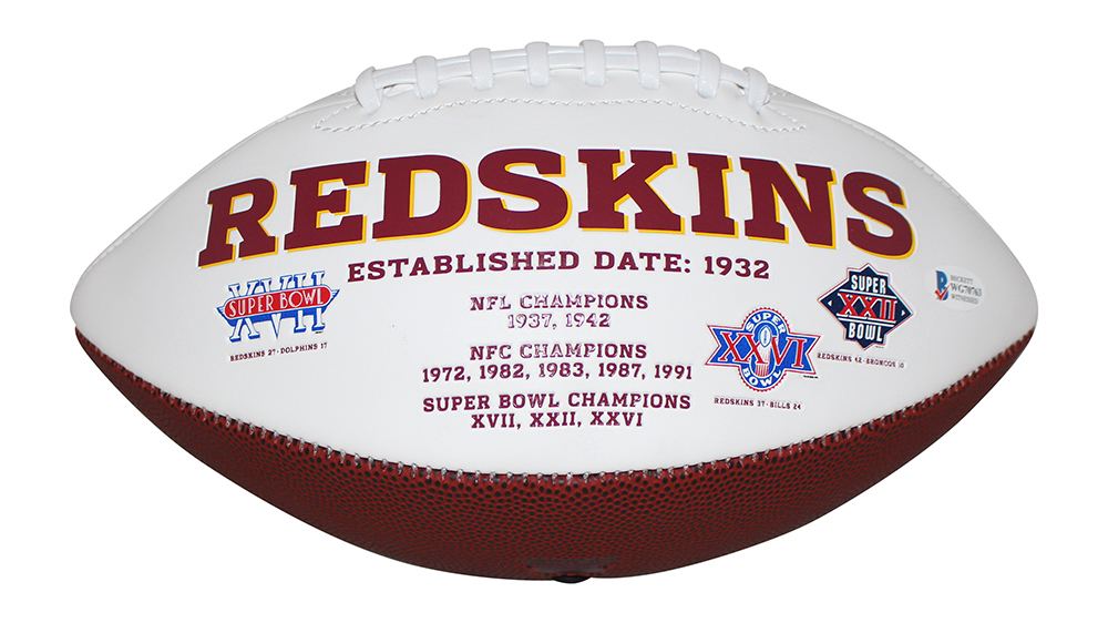 John Riggins Autographed/Signed Washington Redskins Logo Football BAS 31417