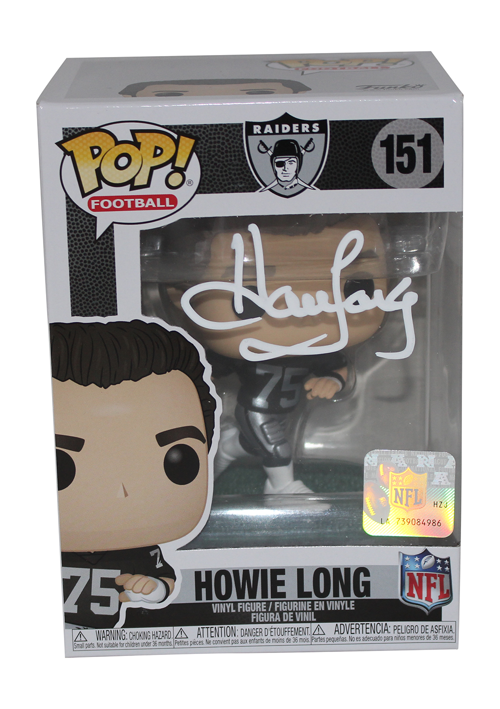 Howie Long Autographed/Signed Oakland Raiders Funko Pop #151 BAS 31449