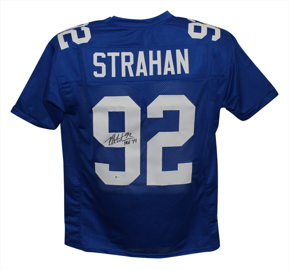 Michael Strahan Autographed/Signed Pro Style Blue XL Jersey HOF BAS 31461