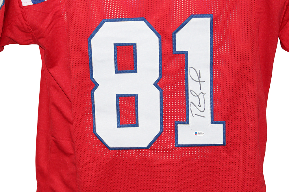 Randy Moss Autographed/Signed Pro Style Red XL Jersey BAS 31576