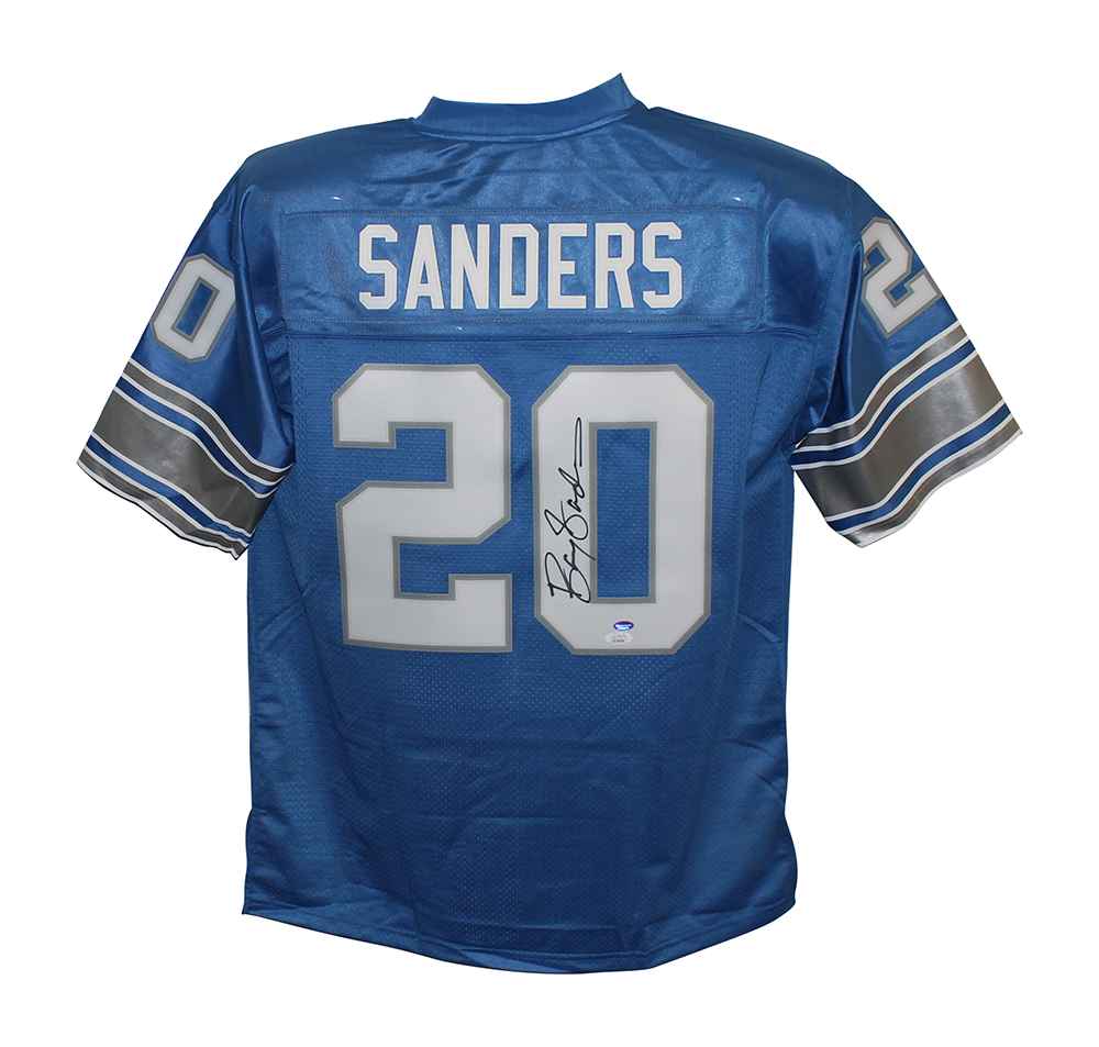 Barry Sanders Autographed Detroit Lions Pro Line Premium L Blue Jersey JSA 31578