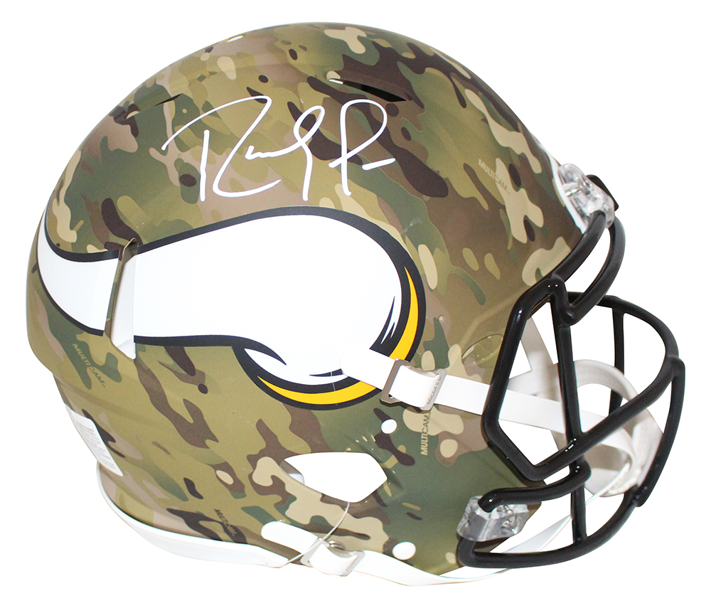 Randy Moss Signed Minnesota Vikings Authentic Camo Speed Helmet BAS 31587