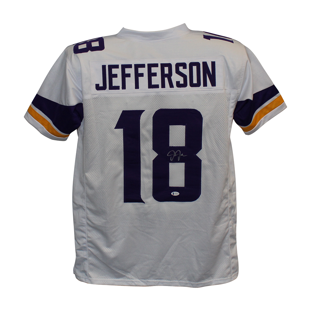 Justin Jefferson Autographed/Signed Pro Style Purple XL Jersey BAS 31601