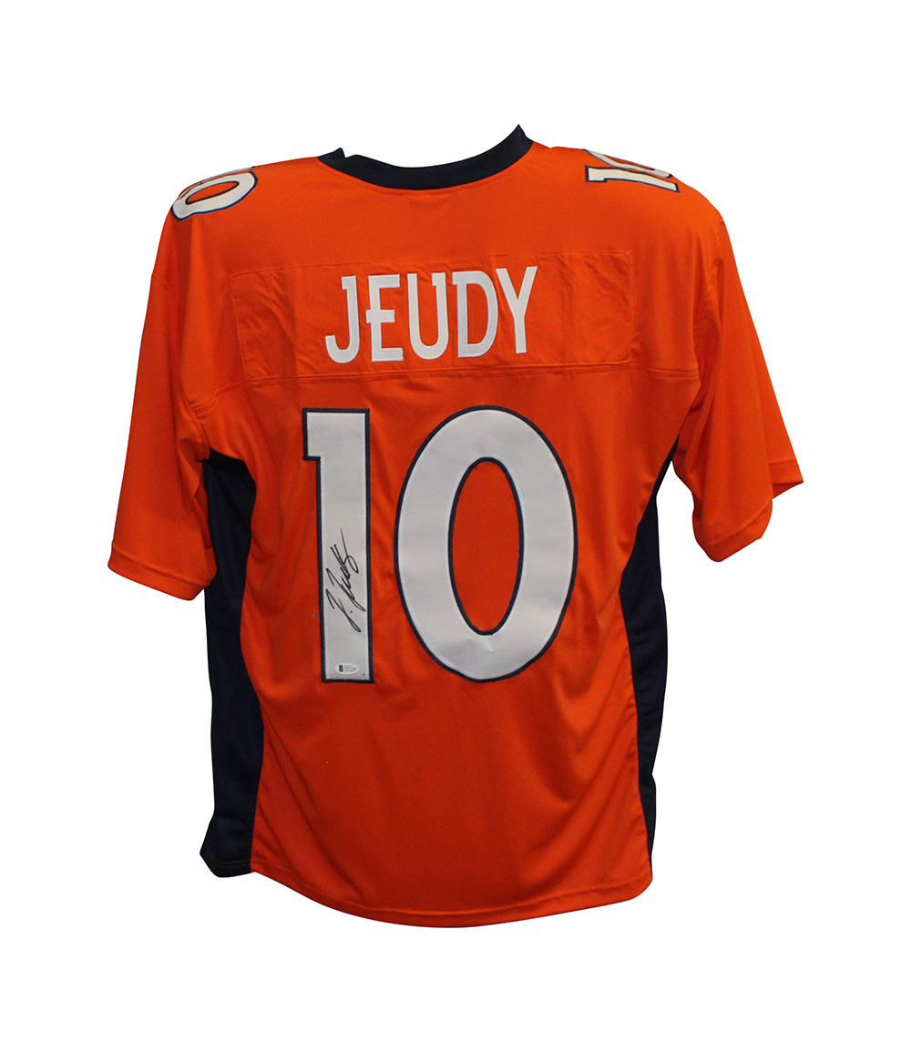 Jerry Jeudy Autographed/Signed Pro Style Orange XL Jersey BAS 31630