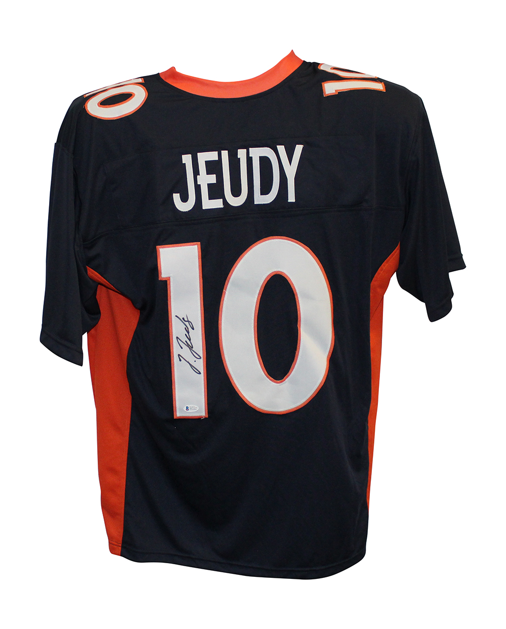 Jerry Jeudy Autographed/Signed Pro Style Blue XL Jersey BAS 31631